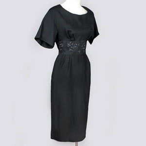 Elegant Little Black Vintage Cocktail Dress BEADS